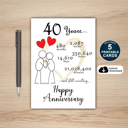 40 Years Anniversary Card Printable