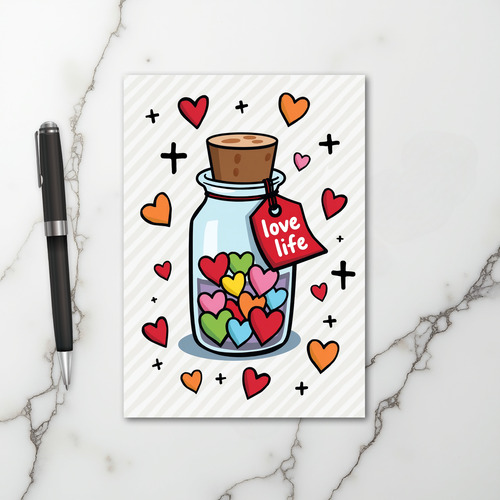 A Jar Of Hearts Love Life Card