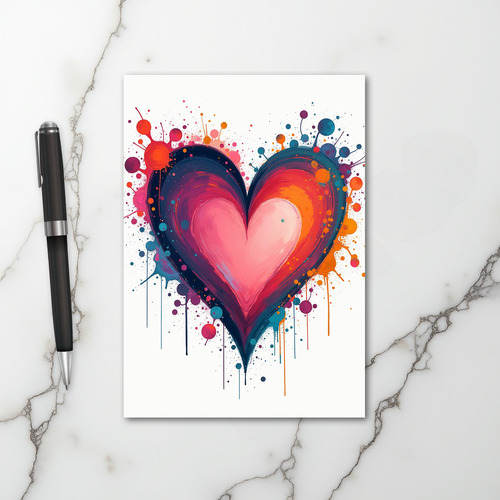 Abstract Paint Heart Love Card