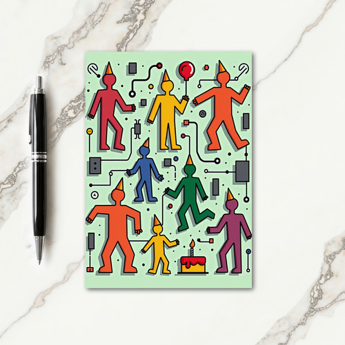Abstract Party Figures Card