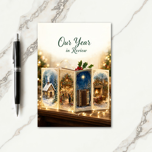 Accordion Fold Year In Review Christmas Cards