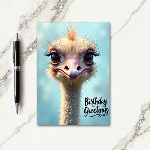 Adorable Big Eye Bird Birthday Card