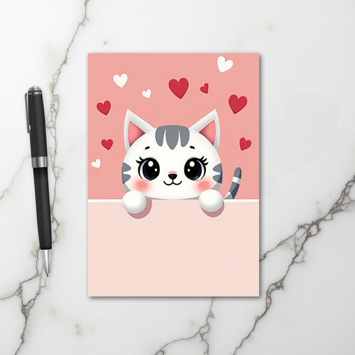 Adorable Cat Love Hearts Card