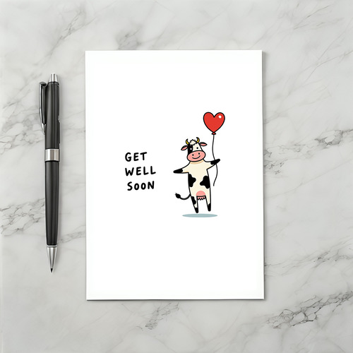 Adorable Cow Holding Heart Balloon