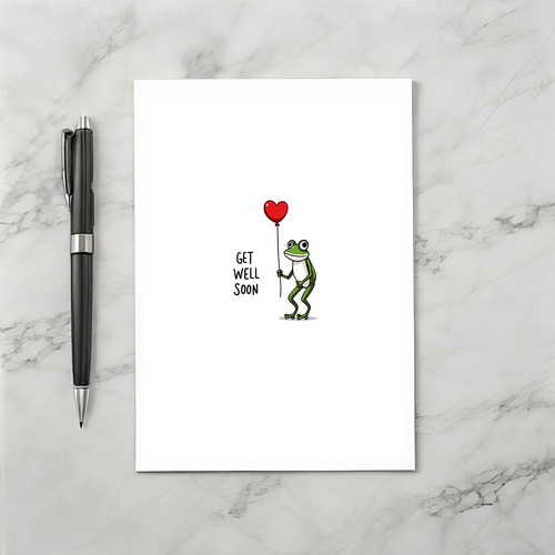 Adorable Frog Holding Heart Balloon