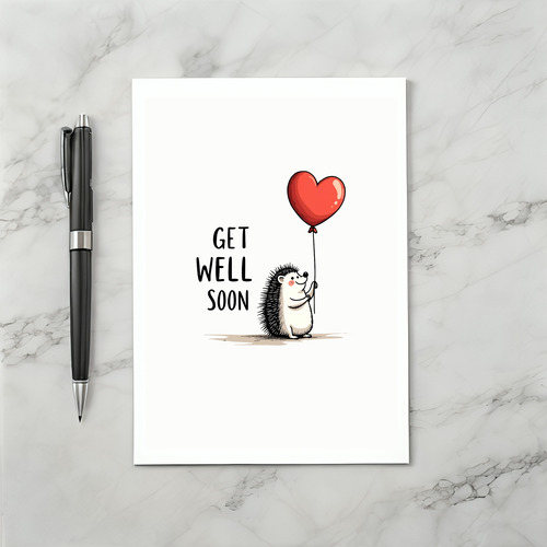 Adorable Hedgehog Holding Heart Balloon