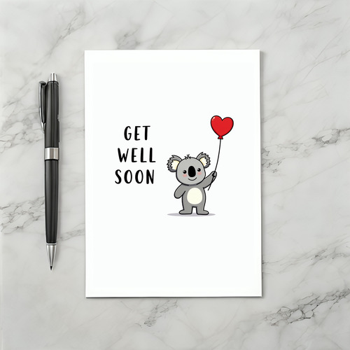 Adorable Koala Holding Heart Balloon