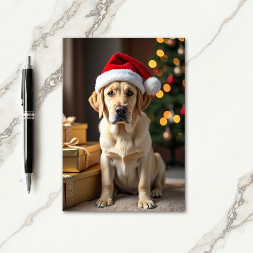 Adorable Pup With Gifts Christmas Card