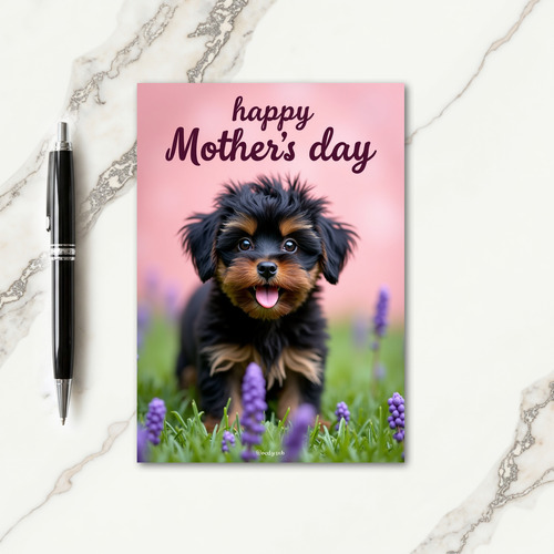Adorable Puppy Floral Mothers Day Card