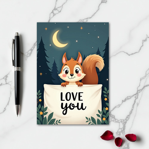 Adorable Squirrel Love You Card