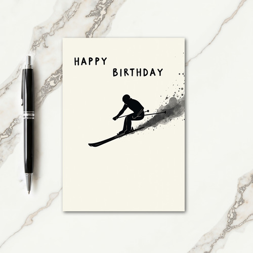 Adventure Birthday Ski Art Card