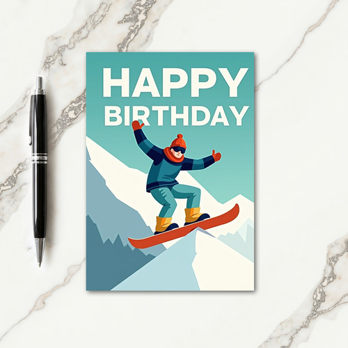 Adventure Birthday Snowboard Card