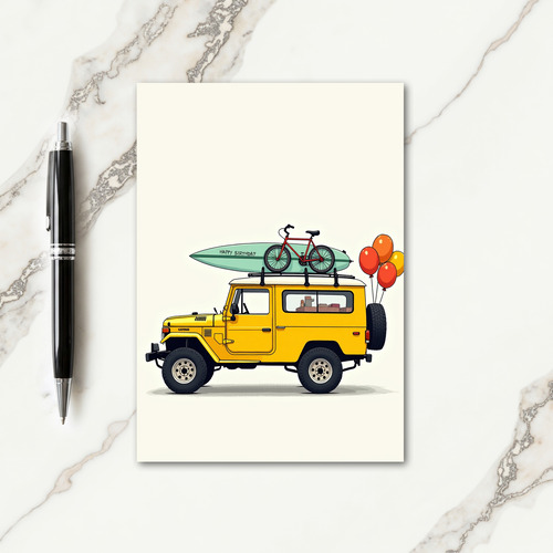 Adventure Birthday Yellow Truck Card