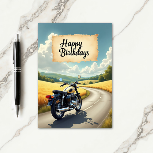 Adventure Motorcycle Birthday Card