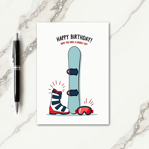 Adventure Snowboard Birthday Card