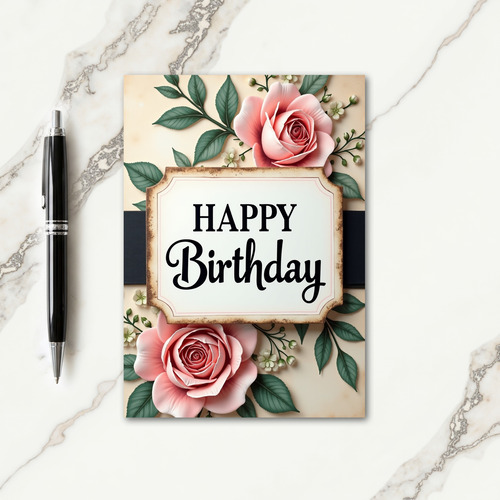Aged Plaque Birthday Card