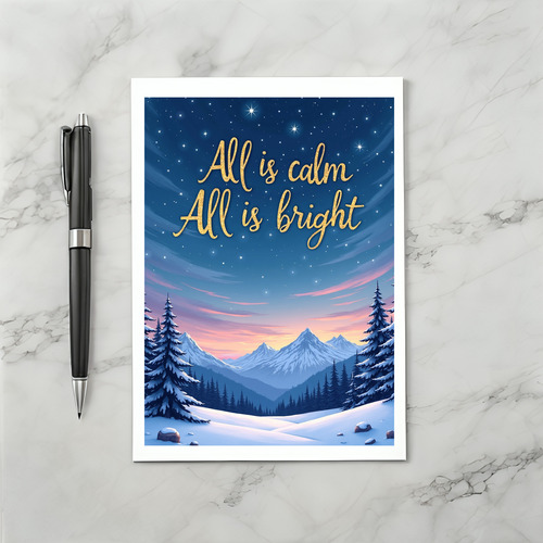 All is Calm All is Bright Winter Night Sky Card
