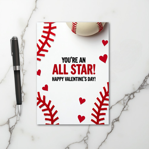 All Star Baseball Valentine Card