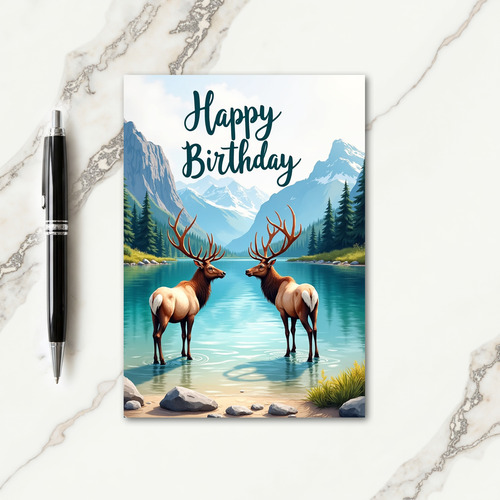 Alpine Birthday Deer Card