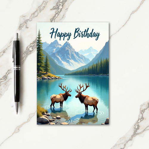 Alpine Wildlife Birthday Card