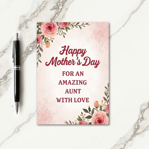 Amazing Aunt Blush Rose Card