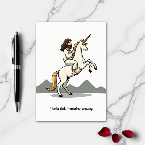 Amazing Dad Jesus Unicorn Card