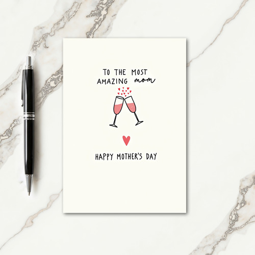 Amazing Mom Hearts Illustration Card