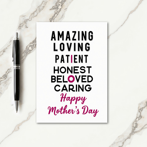 Amazing Mothers Day Lettering Card