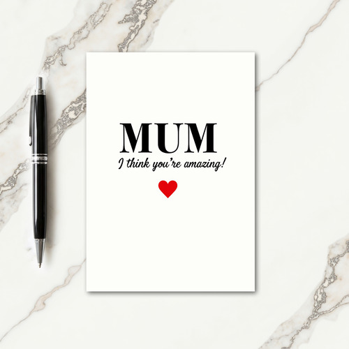Amazing Mum Red Heart Card