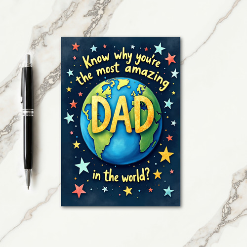 Amazing World Dad Illustration Card