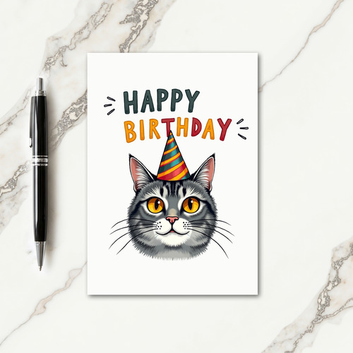 Amber Eye Cat Birthday Card