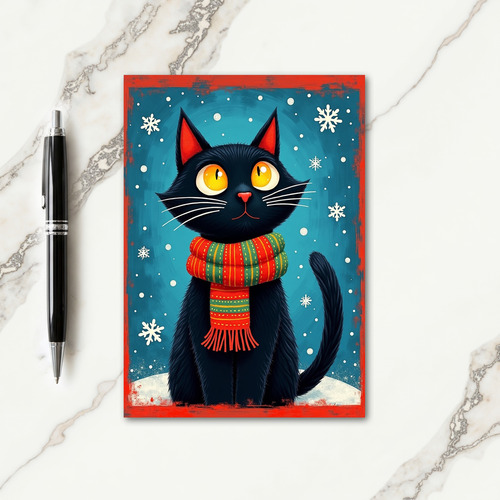 Amber Eyed Cat Christmas Card thumbnail