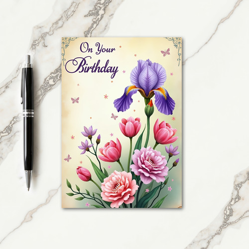 Amethyst Bloom Birthday Card