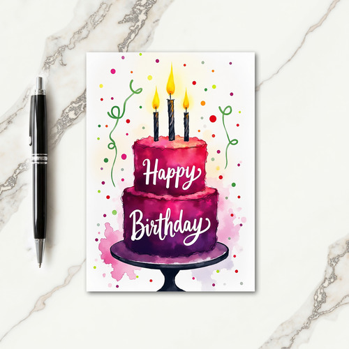 Amethyst Cake Birthday Card