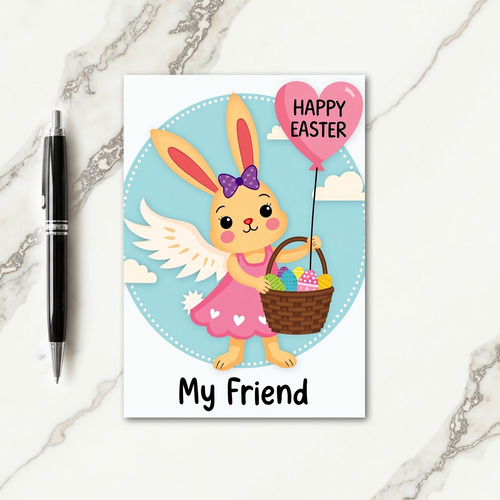 Angel Bunny Friend Holiday Card