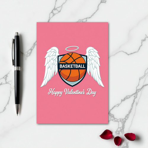 Angelic Basketball Valentines Card