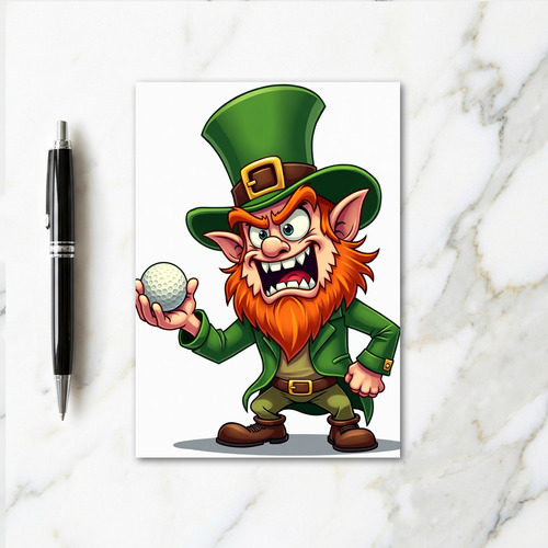 Angry Leprechaun Golf Joke Card