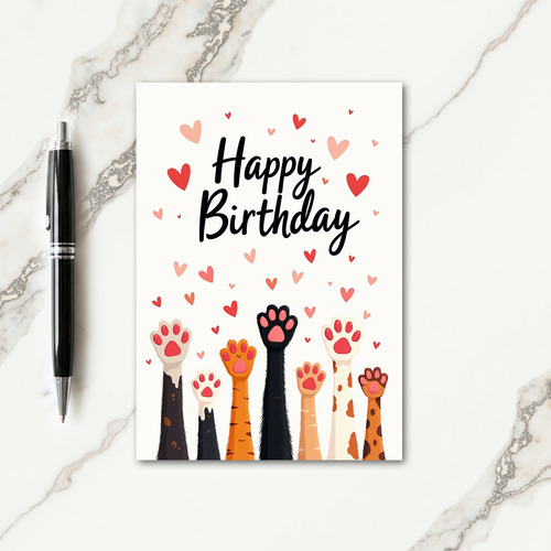 Animal Paws Birthday Card