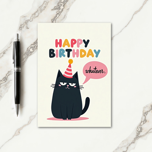 Annoyed Feline Party Hat Card