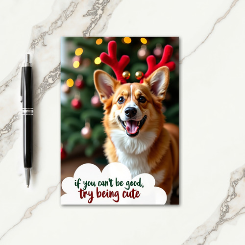Antlered Dog Festive Card
