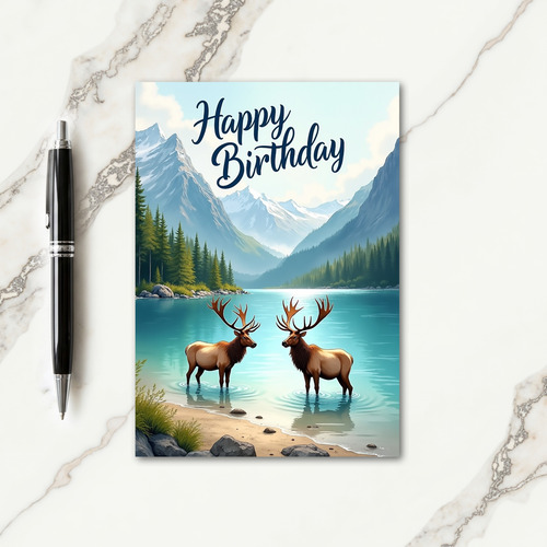 Antlered Sweet Birthday Scenic Card