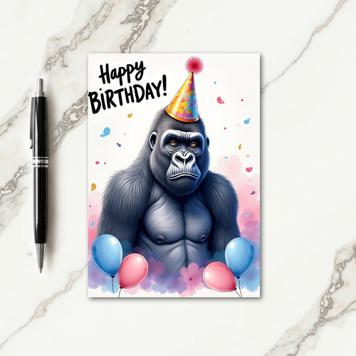 Ape Party Hat Birthday Card