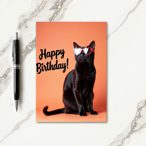 Apricot Cat Birthday Specs Card