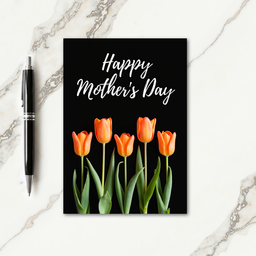 Apricot Floral Buds Black Card