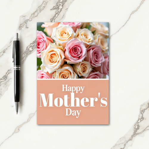 Apricot Roses Mothers Day Card
