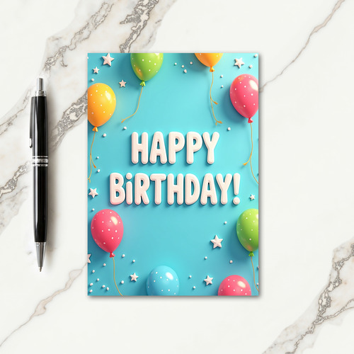 Aqua 3D Birthday Card