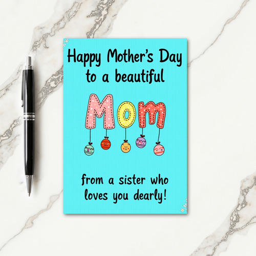 Aqua Applique Mothers Day Card
