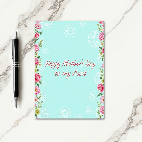 Aqua Aunt Mothers Day Card