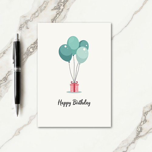 Aqua Balloons Birthday Card