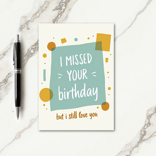 Aqua Belated Birthday Card